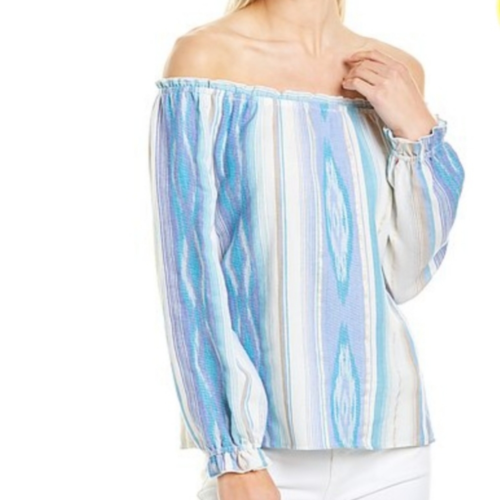 Drew Off Shoulder Stripe Long Sleeve Top